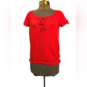 French Laundry Vibrant Red Knit Blouse